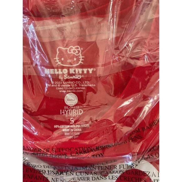 Hello Kitty +5 Red Crew Neck Head Shot Graphic Cotton Blend Short Sleeve T-Shirt - Picture 6 of 6